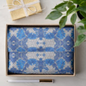 Floral Damask, Sapphire Blue en Grey Tissuepapier (Geschenk)