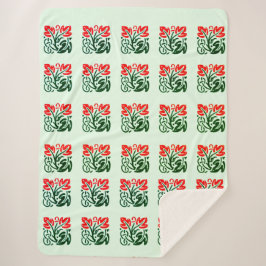 Floral Damask Sherpa Blanket Deken