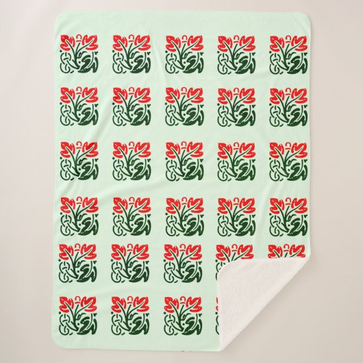 Floral Damask Sherpa Blanket Deken (Voorkant)