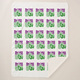 Floral Damask Sherpa Blanket Deken