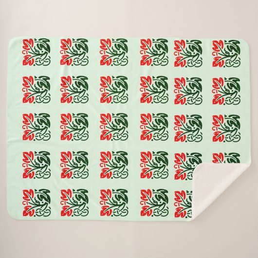 Floral Damask Sherpa Blanket Sherpa Deken (Voorkant (horizontaal))