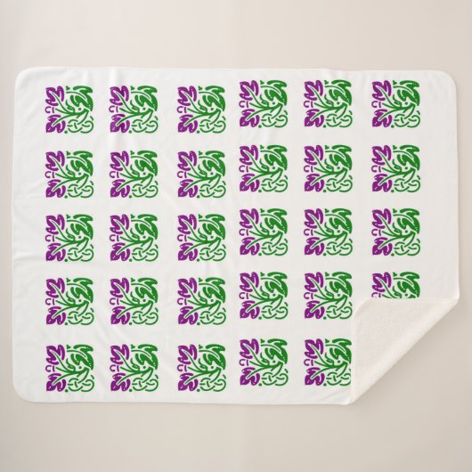 Floral Damask Sherpa Blanket Sherpa Deken (Voorkant (horizontaal))