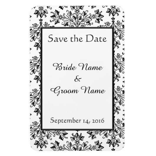 Floral Damask sparen de Magnet Datum Magneet (Verticaal)