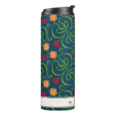 Floral Damask Sunflower Boho Navy Blue Folk Art Thermosbeker (Gedraaid links)