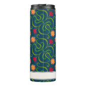 Floral Damask Sunflower Boho Navy Blue Folk Art Thermosbeker (Achterkant)