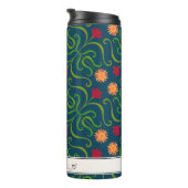 Floral Damask Sunflower Boho Navy Blue Folk Art Thermosbeker (Geroteerd rechts)