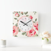 Floral Damask Vierkante Klok (Huis)