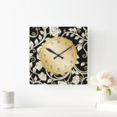 Floral Damask Wall Decor Clock Vierkante Klok (Huis)