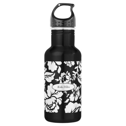 Floral Damask  waterfles met naam Waterfles (Voorkant)