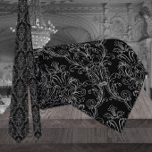Floral Damask Wedding Black & White Stropdas