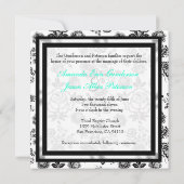 Floral Damask Wedding Invite met Bow Kaart (Achterkant)