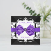 Floral Damask Wedding Invite met Bow Kaart (Staand voorkant)