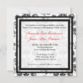 Floral Damask Wedding Invite met Bow Kaart (Achterkant)