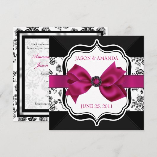 Floral Damask Wedding Invite met Bow Kaart