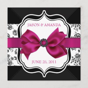 Floral Damask Wedding Invite met Bow Kaart