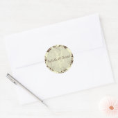Floral Damask Wedding Monogram Names Custom Design Ronde Sticker (Envelop)