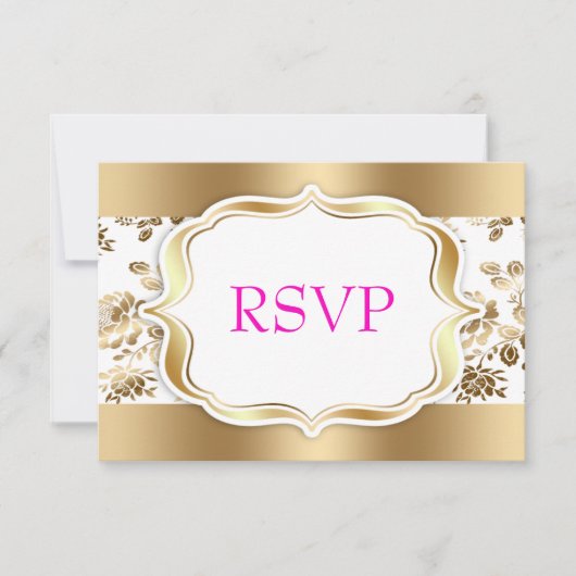 Floral Damask Wedding RSVP Kaartje (Voorkant)