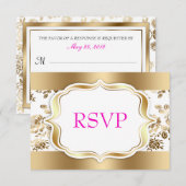 Floral Damask Wedding RSVP Kaartje (Voorkant / Achterkant)