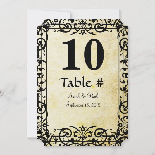  Floral Damask Wedding Table No. Kaart (Voorkant)