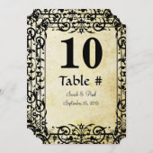  Floral Damask Wedding Table No. Kaart (Voorkant / Achterkant)