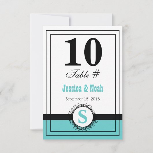  Floral Damask Wedding Table No. Kaart (Achterkant)