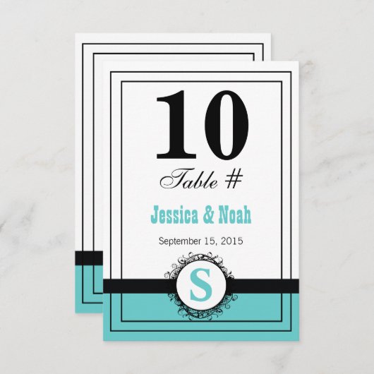  Floral Damask Wedding Table No. Kaart (Voorkant / Achterkant)