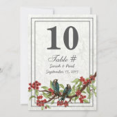  Floral Damask Wedding Table Number Card Kaart (Achterkant)