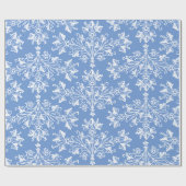 Floral Damask White en Cornflower Blue Cadeaupapier (Vlak)