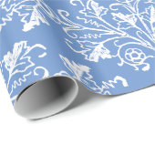 Floral Damask White en Cornflower Blue Cadeaupapier (Rol Hoek)