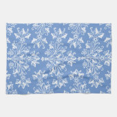  Floral Damask White en Cornflower Blue Theedoek (Horizontaal)