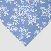  Floral Damask White en Cornflower Blue Tissuepapier (Detail)