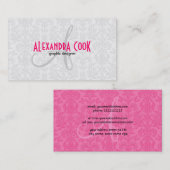 Floral Damaskers, wit en roze Visitekaartje (Voorkant / Achterkant)