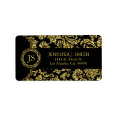 Floral-Damaskers, zwart en gouden  Etiket (Voorkant)
