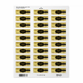 Floral-Damaskers, zwart en gouden  Etiket (Full Sheet)