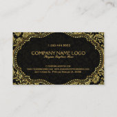 Floral-Damaskers, zwart en gouden  Visitekaartje (Achterkant)