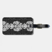 Floral Damaskers, zwart-wit,  Bagagelabel (Achterkant horizontaal)