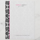 Floral Damaskers, zwart-wit, Briefhoofd Ontwerp (Voorkant)