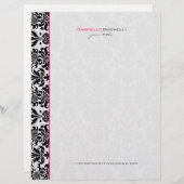 Floral Damaskers, zwart-wit, Briefhoofd Ontwerp (Voorkant / Achterkant)