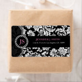 Floral Damaskers, zwart-wit,  Etiket (Insitu)