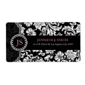 Floral Damaskers, zwart-wit,  Etiket (Voorkant)