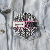 Floral Damaskers, zwart-wit, Ronde Button 4,0 Cm (In situ)