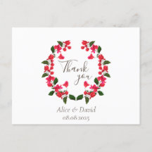 Floral Dank je Briefkaart met Red Bougainvillea