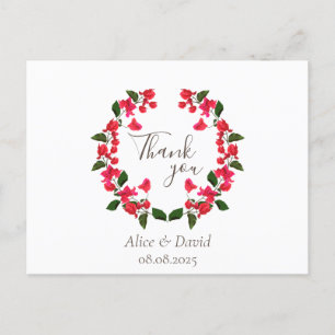 Floral Dank je Briefkaart met Red Bougainvillea