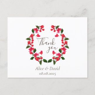 Floral Dank je Briefkaart met Red Bougainvillea