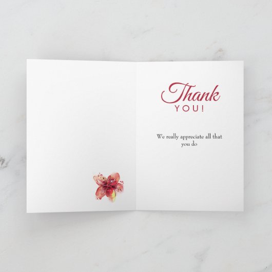 Floral Dank je Lily Bedankkaart (Binnen)