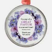 Floral DANK JE Pastor Appreciation Metalen Ornament (Voorkant)