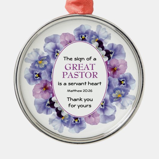 Floral DANK JE Pastor Appreciation Metalen Ornament (Voorkant)