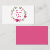 Floral Dank je roze Rose Wedding Party Plaatskaartje (Voorkant / Achterkant)