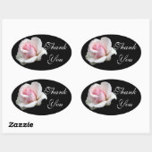 Floral Dank je roze roze rode zwarte bruiloft Ovale Sticker (Vel)