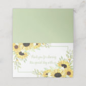 Floral Dank je Waterverf zonnebloemen bruiloft Plaatskaartje (Buitenkant ongevouwen)